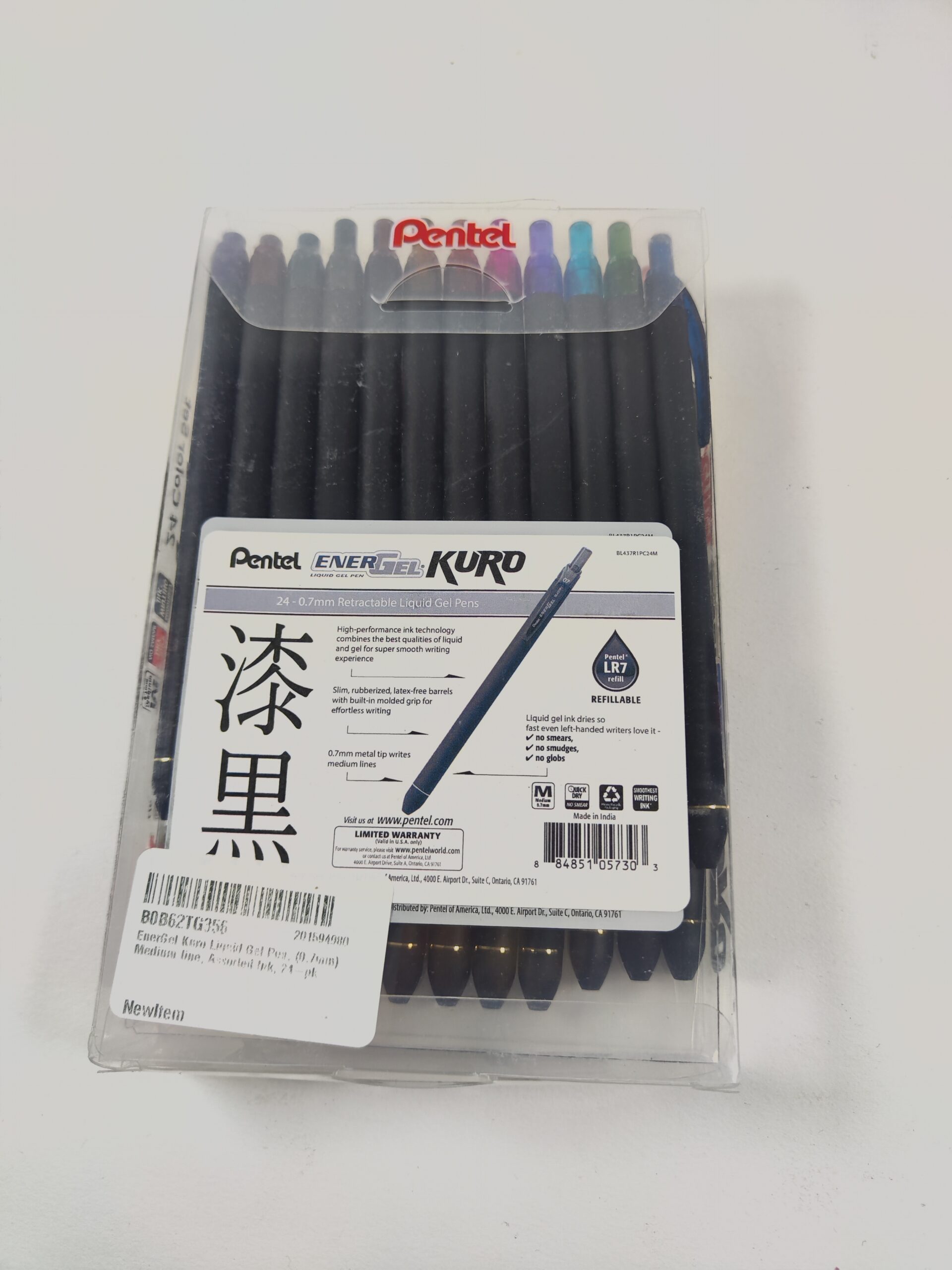 Pentel EnerGel Kuro - Bolígrafo de gel líquido, 0.7 , línea media, paquete de 24 - Imagen 2